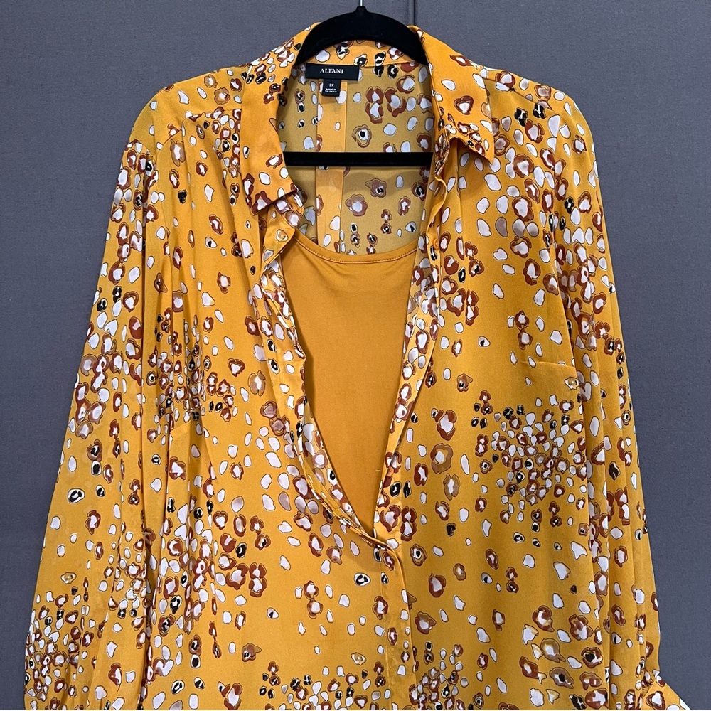 Alfani Yellow Patterned Women's Top Lot 58